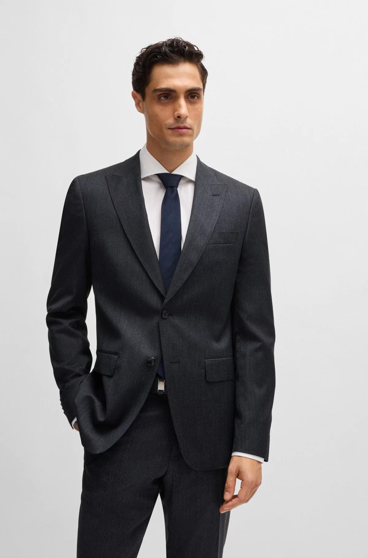 Hugo boss fitted suit hot sale