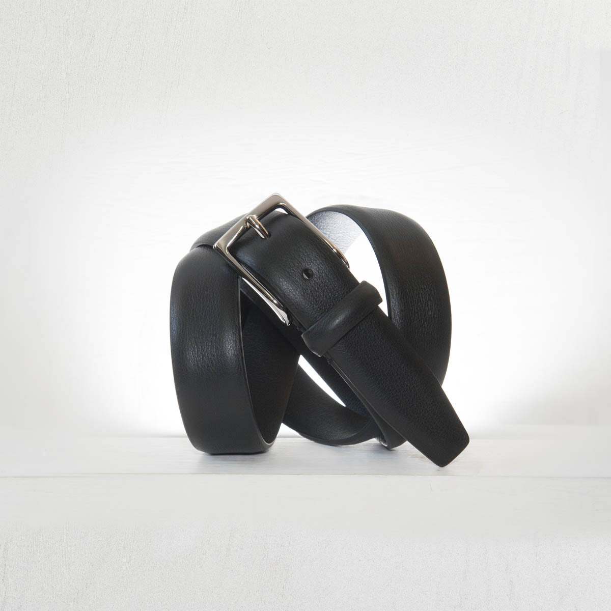 BLACK NAPPA CALF BUSINESS BELT