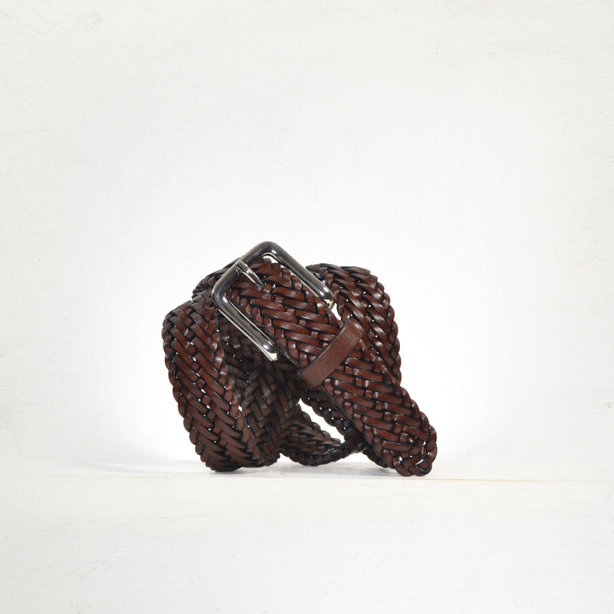 Classic Mid-Brown Woven Leather Belt