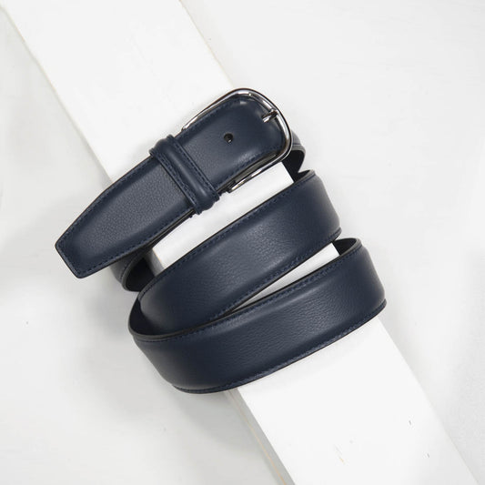 Classic Navy Stitched Nappa Belt