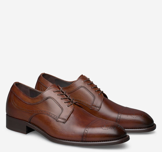 JOHNSTON & MURPHY Ellsworth Cap Toe Brown Leather Shoes