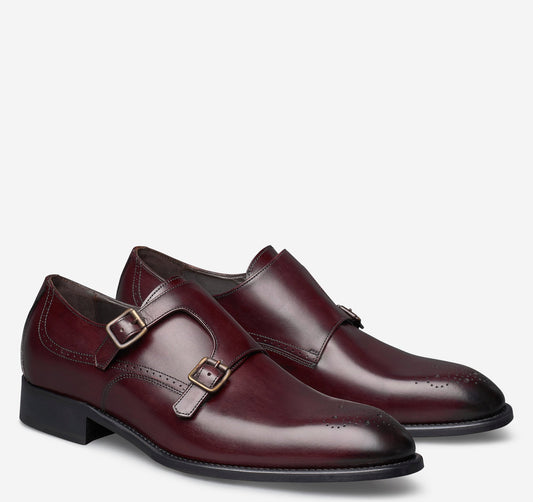 JOHNSTON & MURPHY Ellsworth Monk Strap Bordeaux Leather Shoes